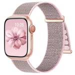 Upeak Bracelet Nylon Compatible avec Apple Watch Bracelet 40mm 41mm 38mm 42mm(Series 10), Sport Bracelet de Remplacement pour iWatch SE Series 10/9/8/7/6/5/4/3/2/1, 38/40/41/42mm(S10)-Rose Sable