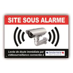 Panneau Alarme Video Surveillance, caméra - Système relié à Gendarmerie - PVC 300x200 mm + 4 trous - Résistant UV - GRBN