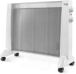 Prmb 1600-Radiateur Panneau Rayonnant Electrique 1600W,3 Temperatures,Thermostat Reglable,Roues,Protection Anti-Chaleur,Silencieux,Blanc