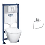 Grohe - wc suspendu compact serel + bâti support + abattant + plaque + dérouleur