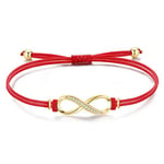 Jrêveinfini Infini Bracelet Femme Enfant Fille Argent 925, Tressé Bracelet Or Amitié Porte Bonheur Femme, Personnalisé Rouge Bracelet Cordon Cuir Maman, Cadeau Fete des Meres Anniversaire Femme