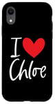 Coque pour iPhone XR Cœur personnalisé avec inscription « I Love Chloe »