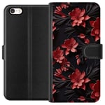 Apple iPhone 5s Musta Lompakkokotelo Intensiva blommor