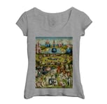 T-Shirt Femme Col Echancré Jerome Bosch Le Jardin Des Delices Peinture Art Sacre