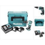 Makita DFS 251 RMJ 18 V Li-Ion Visseuses bardage Brushless + Coffret Makpac + 2x Batteries BL1840 4,0 Ah + Chargeur DC18RC