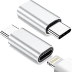 Adaptateur pour Lighting vers USB C (2 Pièces), Lightning Femelle vers USB C Mâle pour iPhone 15 Série/iPad, Support Charge Transfert de Données Pas pour Les Ecouteurs, Audio, Vidéo