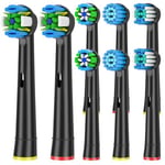 Qitizu Toothbrush Head Compatible with Braun Oral B Electric Toothbrush, Replacement Toothbrush Heads Fit for Oral b Vitality Pro Smart Genius Teen Series Electric Toothbrush 8Pcs (Black)