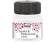 Kreul 16238 - Glass & Porcelain Classic metallic blanc nacré, en pot de 20 ml, peinture brillante pour verre et porcelaine à base d'eau, séchage rapide, opaque