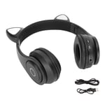 B39 Kattöron Bluetooth-headset Söt Justerbar Bas Bärbar Trådlös Bluetooth-headset med Ljudkabel för Barn (Svart)