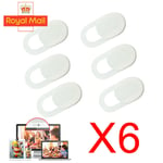 6pack Webcam Cover Thin 0.7mm Camera Sticker Slider Laptop Mobile Tablet White T