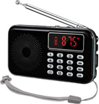 Kannettava Mini AM FM-radiokaiutin MP3-musiikkisoitin Tuki TF-kortti/USB LED-näytöllä, taskulamppu