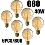 Lot 6 st 40w glödlampor E27 Vintage Edison G80 glödlampa varmvit 220v [DB]