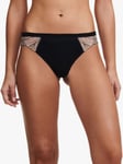 Chantelle Tattoo Love Brazilian Knickers, Black/Golden Beige