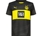 Borussia Dortmund Away 24/25 JR matchtröja Barn PUMA Black-Faster Yellow 128