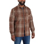 Carhartt Mens Flannel Sherpa Lined Relaxed Fit Shirt Jacket - Brown Cotton - Size Medium