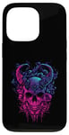 Coque pour iPhone 13 Pro Crâne violet-bleu avec cornes