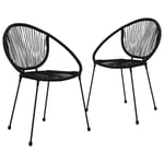 2 pcs Chaise de jardin Empilable Noir - PVC Rotin - Résistance aux intempéries - 57 x 57,5 x 82 cm