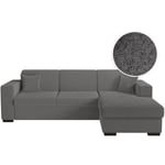 Loungitude - Canapé d'angle fuji xl convertible avec coffre en tissu bouclette - Angle droit - Gris - Gris