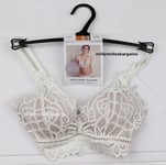 M&S Womens Marks and Spencer Cream High Apex Plunge Bra Size 32 B RRP £18