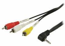 1m 90° 3.5 mm 4 Pole Jack Plug to 3x RCA Phono Composite & Audio AV Cable for TV