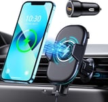 15w Qi Chargeur Induction Voiture Avec Rapide Adaptateur Qc 3.0, 360° Rotation Support Téléphone Voiture Induction De Grille D'aération Compatible Avec Iphone 16/15 Galaxy Autres Appareils Qi.[G1255]