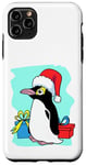 Coque pour iPhone 11 Pro Max Pingouin de Noël avec bonnet de Père Noël et cadeaux - Art de vacances