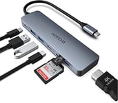 HOPDAY Hub USB C (7 en 1), Adaptateur USB C Double Moniteur avec HDMI 4K, Ports de données A&C USB 3.0 5 Gbit/s, PD 100 W, Lecteur de Carte SD/TF, Station d'accueil multiport USB C pour MacBook