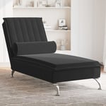 vidaXL Massageschäslong med bolster svart sammet 379464