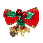 1/10pcs Bows With Bells Decoration Christmas Xmas Party Tree Ornament Green Leaves 1PC