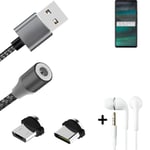 Data charging cable for + headphones Google Pixel 6a + USB type C a. Micro-USB a