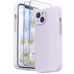 SURPHY Coque Compatible avec iPhone 14 Plus avec Verre Trempé, Silicone Liquide Protection Individuelle pour Chaque Objectif Épaissie Etui pour iPhone 14 Plus 6,7 Pouces, Lilas