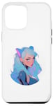 Coque pour iPhone 12 Pro Max Blue Hair Anime et Manga Style Fille portant des oreilles de chat