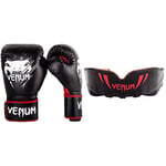 Venum Contender Gants de Boxe Mixte Enfant, Noir/Rouge, 6 oz & Venum Challenger Kids Protège-Dents Mixte Enfant, Noir/Rouge, Taille Unique