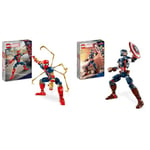 LEGO Marvel Figurine d'Iron Spider-Man à Construire Jeu de Rôle pour Garçons et Filles de 8 Ans+ & 76258 Marvel La Figurine de Captain America, avec Bouclier, Collection Avengers