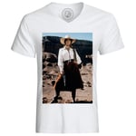 T-Shirt Homme Photo De Film Femme Cowboy Western Revolver Original Vintage