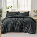 Tifschlaf King Size Duvet Cover - Dark Grey Kingsize Bedding Bed Set Soft Brushed Microfiber with Zipper Closure, Quilt Cover with 2 Pillowcases 50x75cm