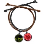 JJZXX Green Grass Forestry Science Nature Scenery Bracelet Rope Hand Chain Leather Rose Wristband