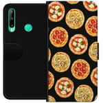 Lompakkokotelo Huawei P40 lite E-laitteelle, jossa on Pizza kuvio