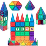 Playmags Magnetic Tiles Set for Kids - 60 Pc Magnetic Building Blocks