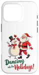 Coque pour iPhone 16 Pro Dancing into the Holidays Père Noël Bonhomme de neige Cadeau Homme Femme