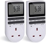 Prise de Courant, Prise programmable de sécurité numérique avec écran LCD pour Les lumières, Interrupteur de fiche de la Lampe de 24 Heures / 7 Jours (Blanc) Gestionnaire de Temps (Size : 2 Pack)