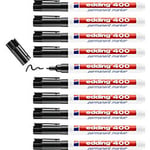 edding 400 Permanent Marker Fine Bullet 1 mm Black Refillable Water Resistant Pack of 10