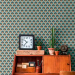 A.S. Création Retro 70's Infinity Wallpaper Blue/Brown/Yellow/Cream/Light Blue Retro Chic 395383 8.50m x 0.53m Paste The Wall