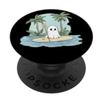 Funny Ghost Stand Up Paddle Halloween Lake Summer Costume PopSockets Adhesive PopGrip