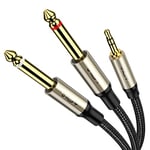 3.5mm to 6.35mm Audio Cable[2 M], 1/8’’ Stereo TRS to Dual 1/4’’ Mono TS Jack Y Splitter Adapter Braided Gold-Plated Digital Interface Instrument Cable for Mixer, Guitar, Amplifier, Audio Recorder