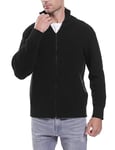 iClosam Cardigan Homme Casual Veste Ouvrez-Front Zippé Gilet Confortable Hiver Chaud Pull Tricoté avec Col Montant（NoirM）