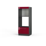 Vicco - Armoire micro-ondes Fame-Line, Rouge bordeaux Haute brillance, 60 cm ouvert