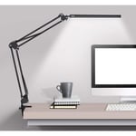 Lampe de bureau led avec pince, lampe de bureau à bras oscillant, lampe de bureau réglable pour le soin des yeux, 3 modes de couleur, lampes de