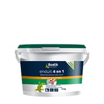 BOSTIK Enduit Mural 4 en 1 Pâte – Rebouche, Egalise, Lisse, Colle – Intérieur/Extérieur – Couleur : Blanc – Pot de 4kg