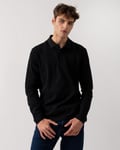 BOSS Green Plisy Mens Long Sleeve Polo Shirt - Black - Size Large